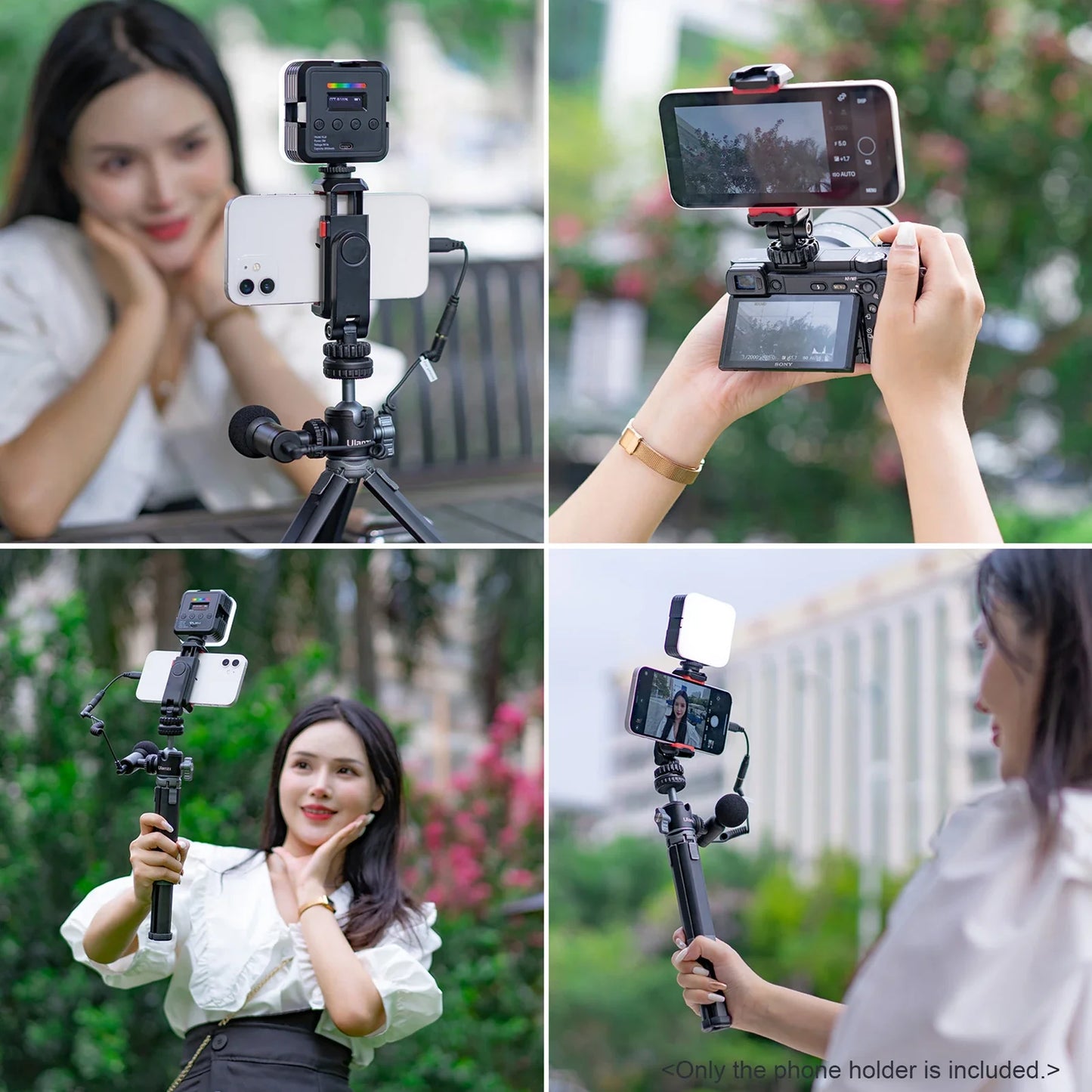360° Rotatable Phone Tripod Mount with Dual Cold Shoe – Multi-Functional Clamp Holder for Vlogging & Streaming