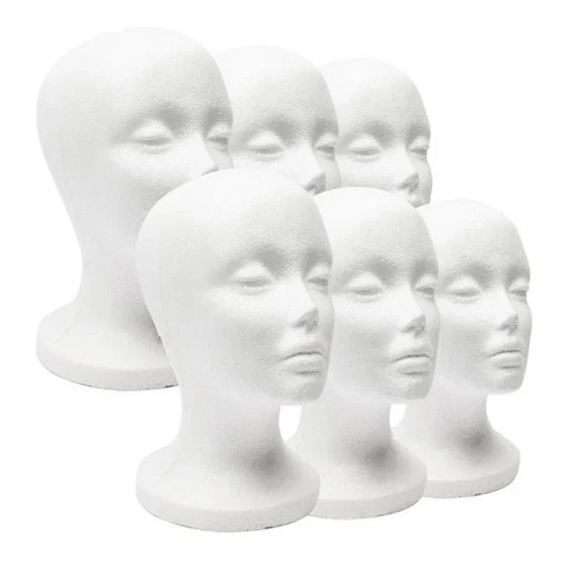 Female Styrofoam Mannequin Head | White Foam Model for Hats, Glasses, Wigs Display & Stand Rack