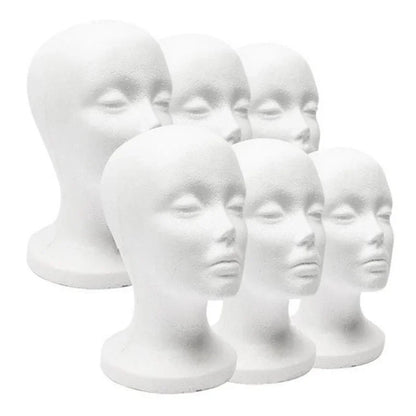 Female Styrofoam Mannequin Head | White Foam Model for Hats, Glasses, Wigs Display & Stand Rack