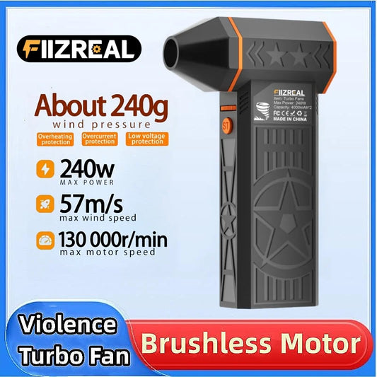 Fiizreal X50 Turbo Fan - 240W Brushless High-Speed Rechargeable Portable Fan with 8000mAh Battery
