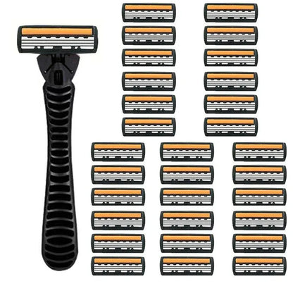 Premium 3-Layer Stainless Steel Safety Razor – Replaceable Blades for Smooth Shaving Men & Women