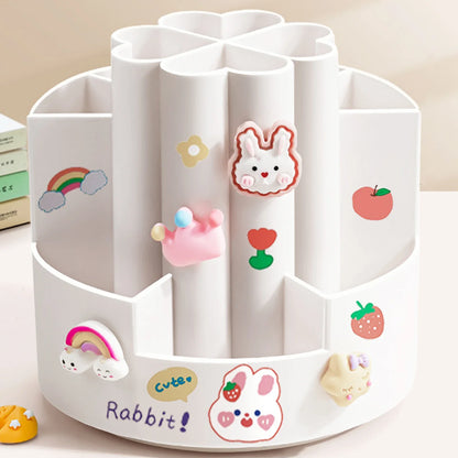 Rotating Pen Holder Desk Organizer - Large Capacity Storage Box for Pens, Cosmetic Brushes & Dorm Accessories