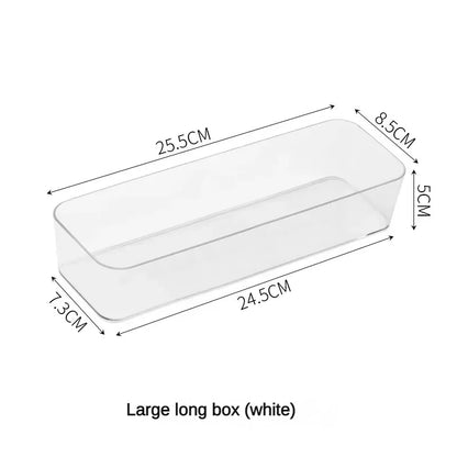 Transparent Plastic Storage Box – Desk Organizer Container for Jewelry, Makeup, and Drawer Organization