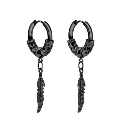 Stainless Steel Cross Star Dangle Earrings - Punk Gothic Hoop Huggie Jewelry for Men & Women