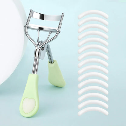 Portable Eyelash Curler - Stainless Steel Lash Curling Tool with 15 Silicone Pads
