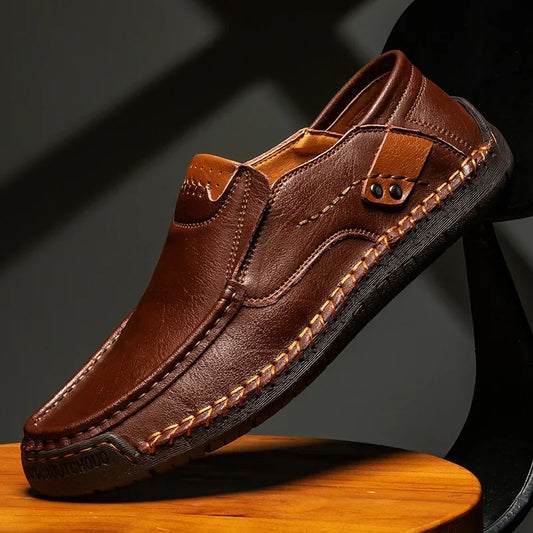 Men’s Genuine Leather Loafers - Breathable Italian Driving Slip-On Casual Handmade Shoes for Men