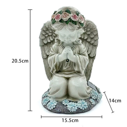 Solar Angel Garden Statue - Resin Praying Angel with Lights for Outdoor Patio, Lawn, Yard & Porch Decor