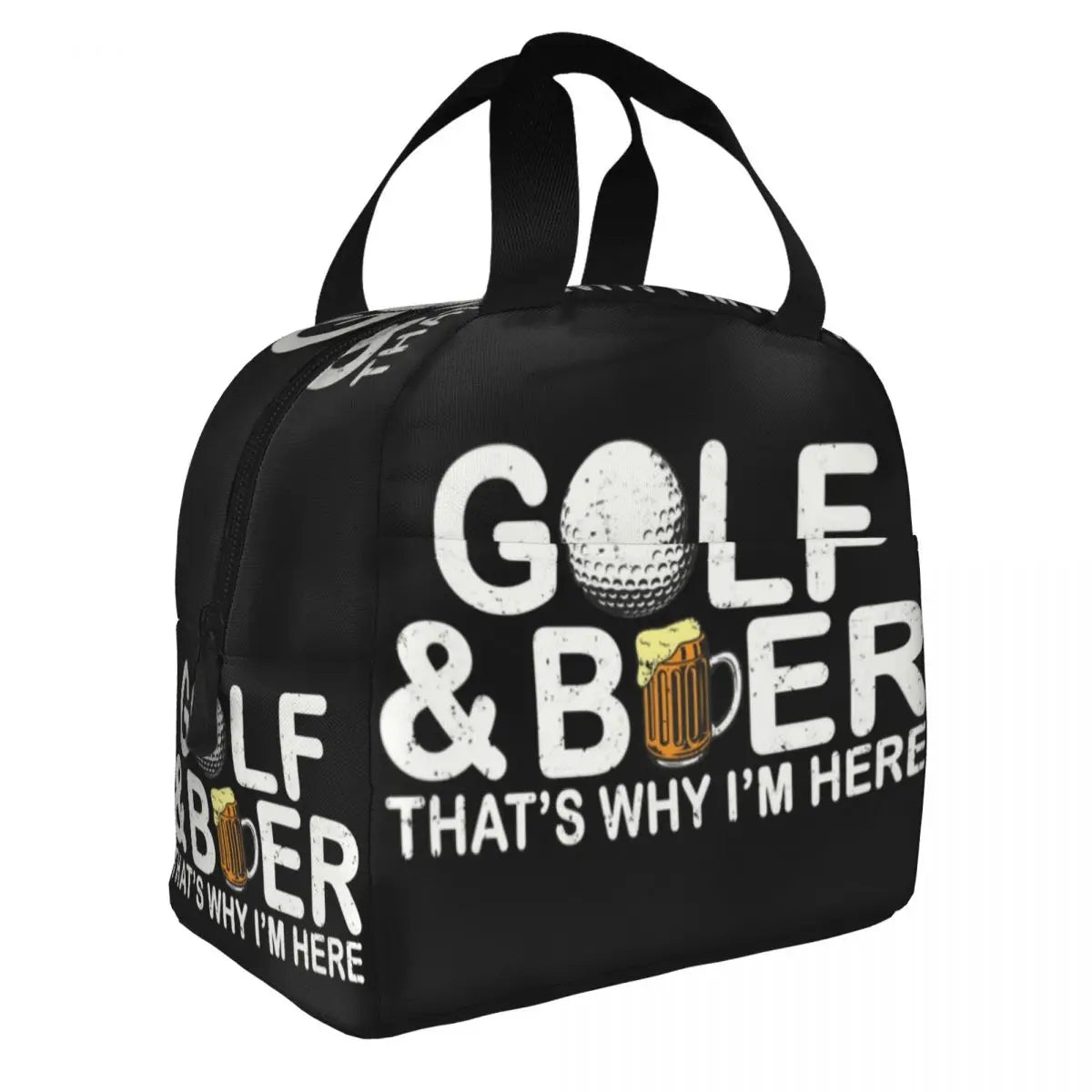 Golf & Beer Insulated Lunch Bag - Reusable Thermal Cooler for Work, School & Sports