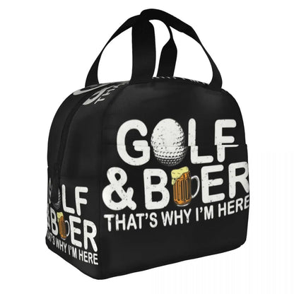 Golf & Beer Insulated Lunch Bag - Reusable Thermal Cooler for Work, School & Sports