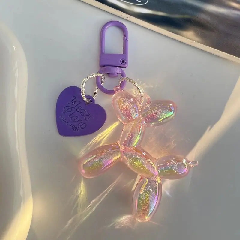 Jelly Balloon Dog Keychain - Cute Cartoon Dog Pendant Key Ring Gift for Unisex