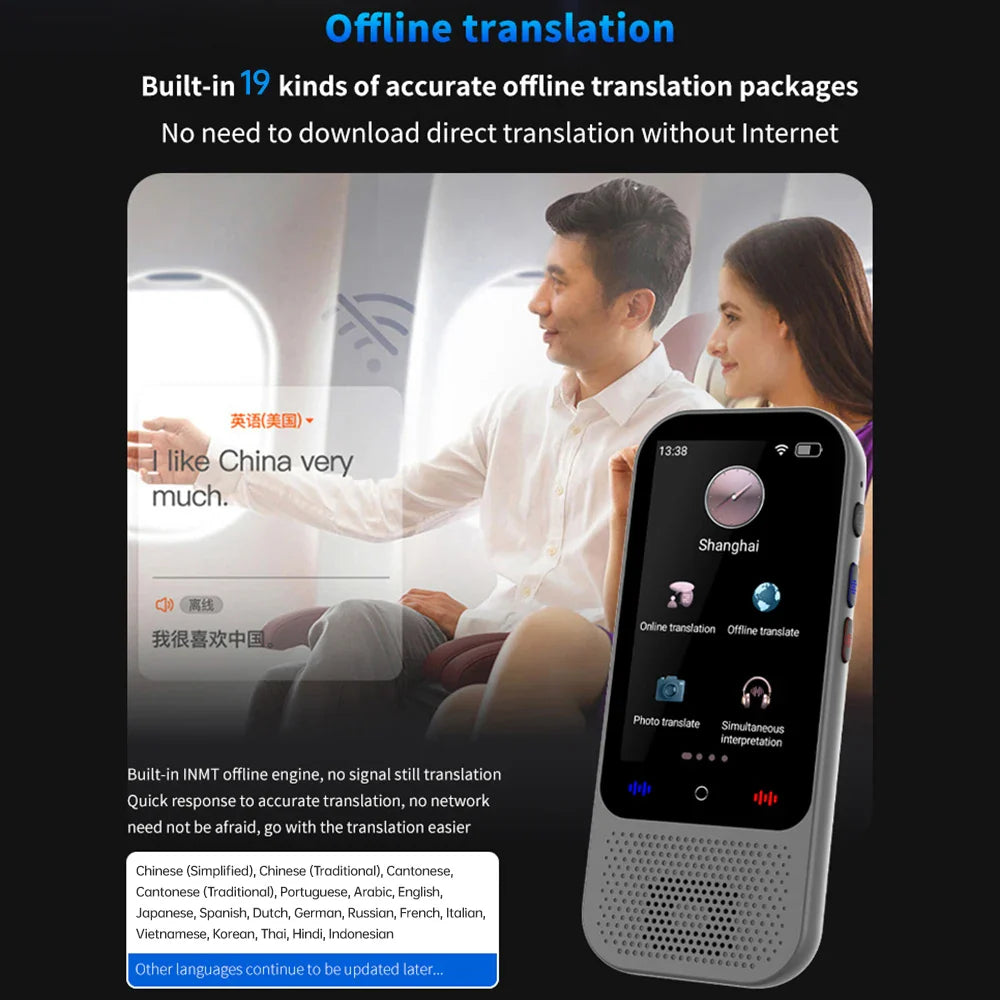 S80 Pro Portable Language Translator Device - 138 Languages, Voice & Offline Translation, ChatGPT Function