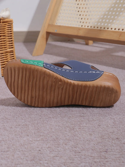 New Women's Contrast Color Wedge Sandals – Comfortable Peep Toe Non-Slip Platform Beach Shoes