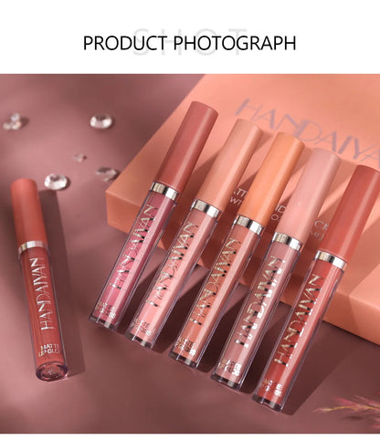 HANDAIYAN 6-Piece Matte Lipstick Set – Waterproof, Long-Lasting, Non-Stick Cup Korean Makeup for Women