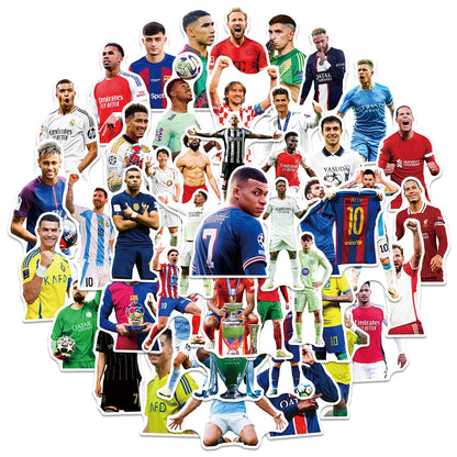 Football Star Sticker Pack - 50-Piece Waterproof Soccer Player Decals for Laptops, Water Bottles, Phones & Fan Gifts