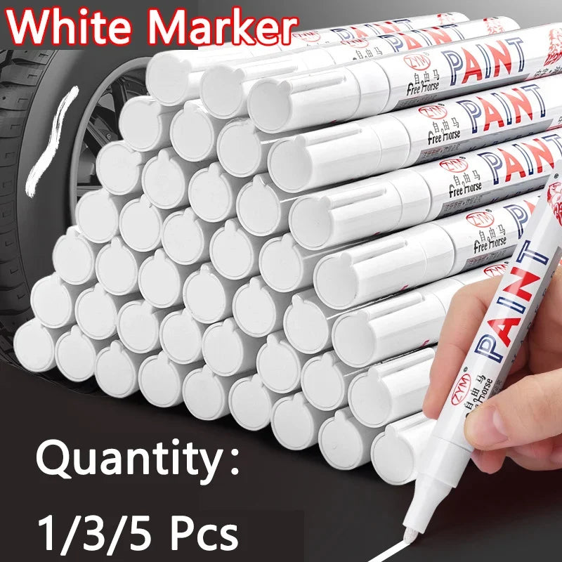 White Marker Pen Set - Waterproof Oil-Based Gel Pens for DIY, Graffiti, Sketching & School Supplies
