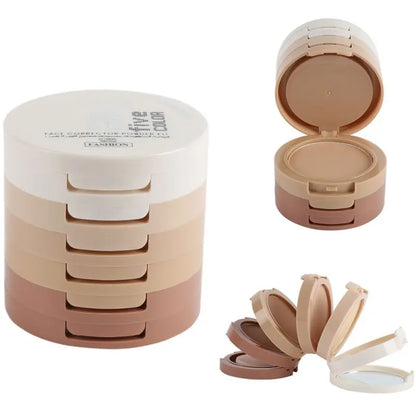 5-Color Concealer Contouring Powder Tower – Brightening & Oil Control Loose Setting Makeup Powder