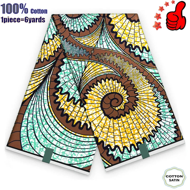African Real Wax Print Fabric - 100% Cotton Ghana Nigeria Style Ankara Batik Sewing Material