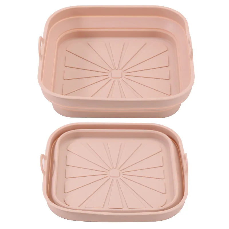 Silicone Baking Tray 20/23cm - Foldable Heat-Resistant Air Fryer Pan Food Grade Cake Mold for Baking & Cooking