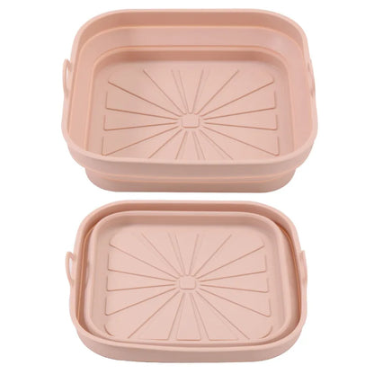 Silicone Baking Tray 20/23cm - Foldable Heat-Resistant Air Fryer Pan Food Grade Cake Mold for Baking & Cooking