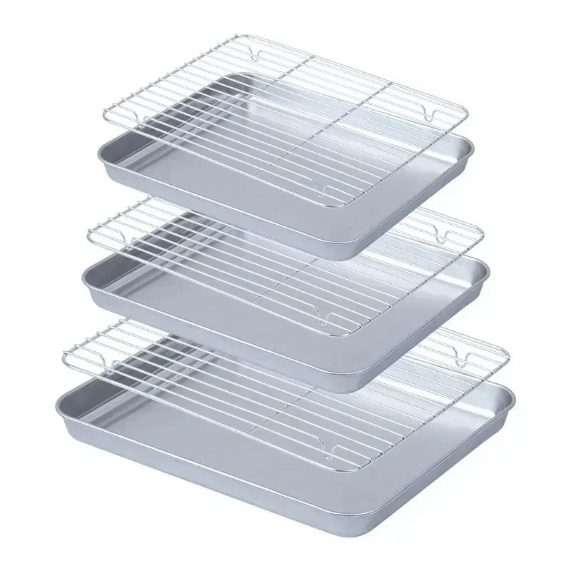 430 Stainless Steel BBQ Grill Pan - Oven Safe Square Roasting & Drip Tray
