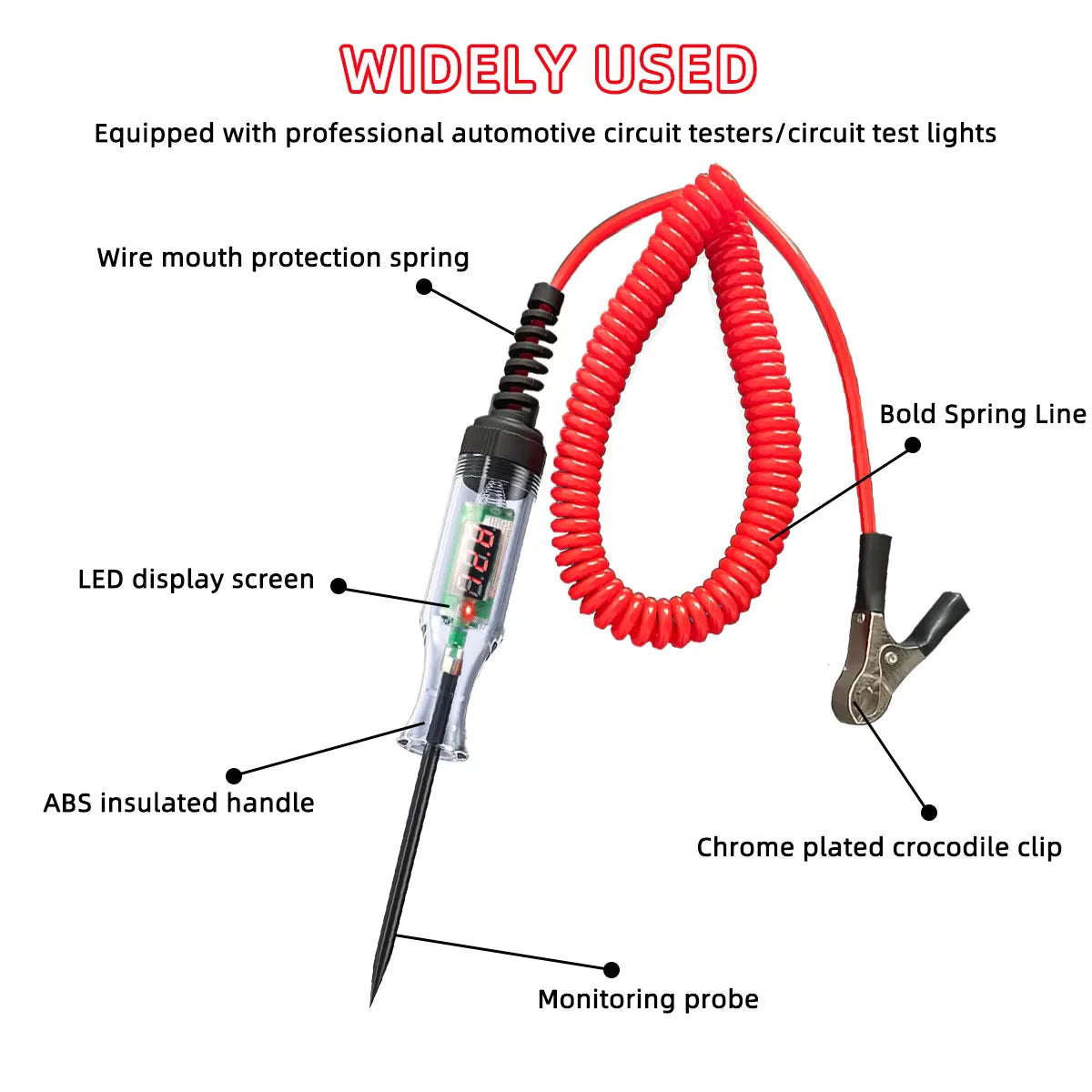 6V 12V 24V Automotive Circuit Tester - Car & Truck Voltage Diagnostic Probe Test Pen