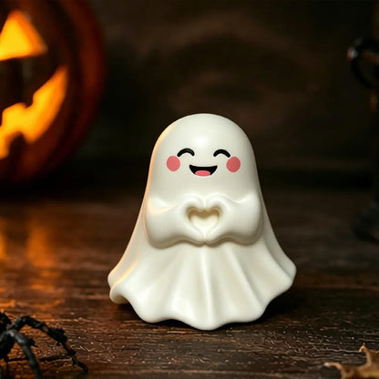 Middle Finger Ghost Statue - Cute Halloween Horror Figurine for Coffee Table & Home Decor
