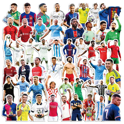 Football Star Sticker Pack - 50-Piece Waterproof Soccer Player Decals for Laptops, Water Bottles, Phones & Fan Gifts