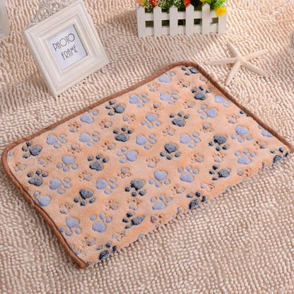 Cute Fleece Pet Bed Mat Cover - Soft Warm Blanket Towel for Small Medium Large Dogs & Cats