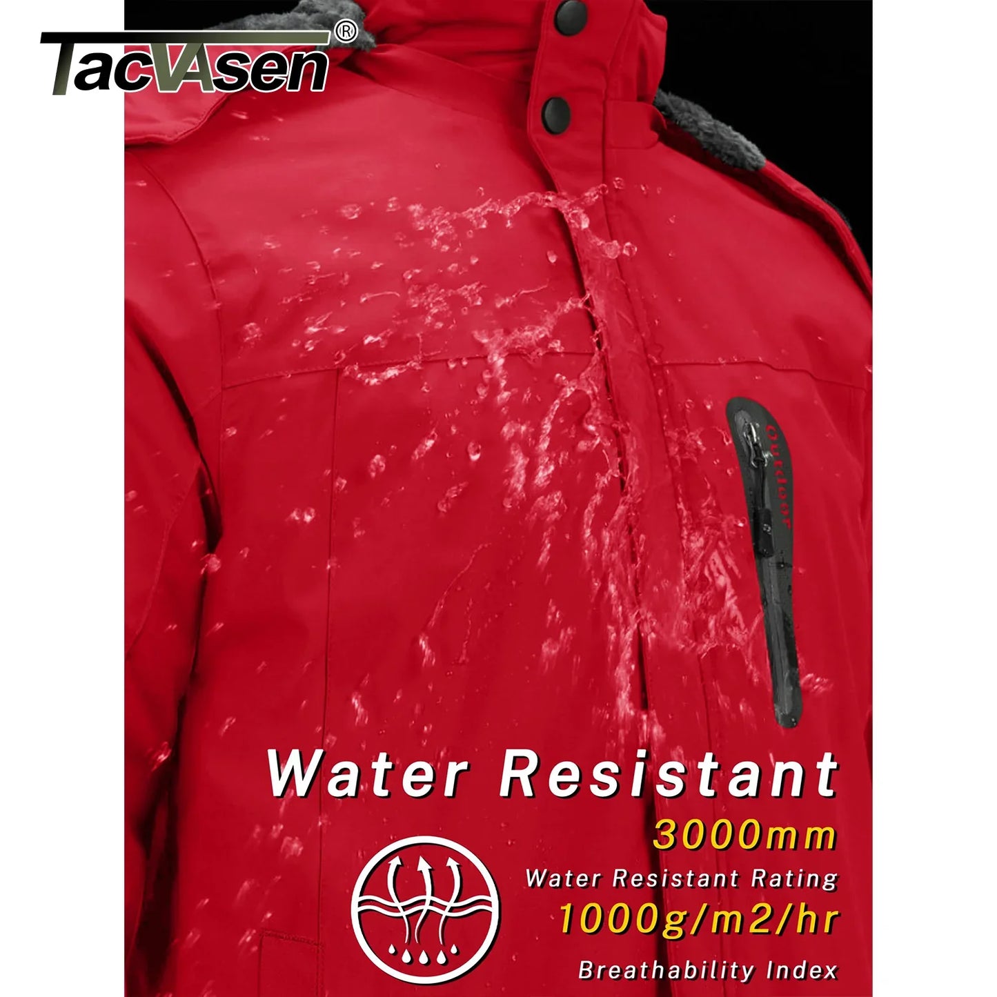 TACVASEN Winter Fleece Jacket for Men - Waterproof Hiking Skiing Outdoor Trekking Windbreaker Parka