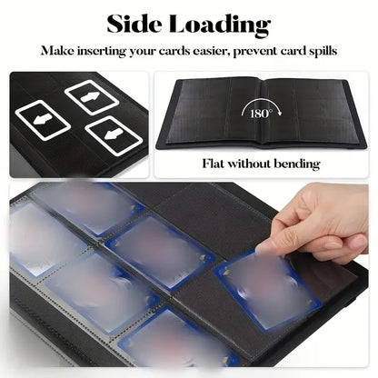 9-Pocket Card Binder – 360 Trading Card Holder Book with Premium PU Cover, Zip Binder for Cards, Durable Side Loading