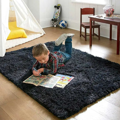 Plush Fluffy Area Rug – Soft Green & Pink Carpet for Living Room, Sofa, Coffee Table, Kids Room, Non-Slip Home Decor Mat