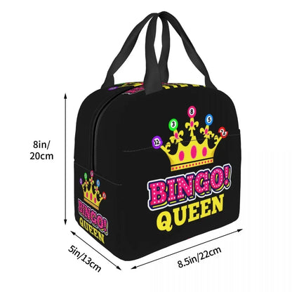 Bingo Queen Insulated Lunch Bag - Waterproof Thermal Cooler Tote for Work, Office & Picnics