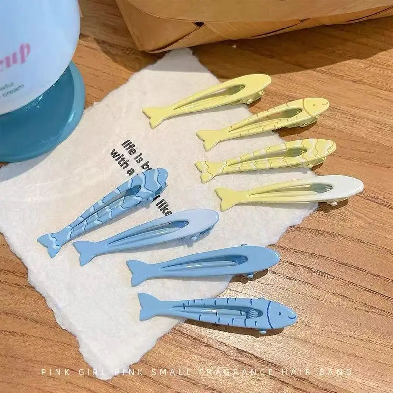 Cute Fish Hair Clips Set - 4PCS Blue & Yellow Elegant Side Hairpins for Women & Girls Fashion Accessories