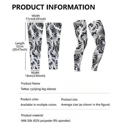KoKossi Tattoo Print Leg Sleeves - Ice Silk Breathable Non-Slip Compression Sleeves