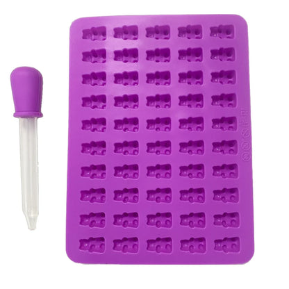 Gummy Bear Silicone Molds - Mini Chocolate Candy Molds with Droppers Food Grade Nonstick Baking Set of 4