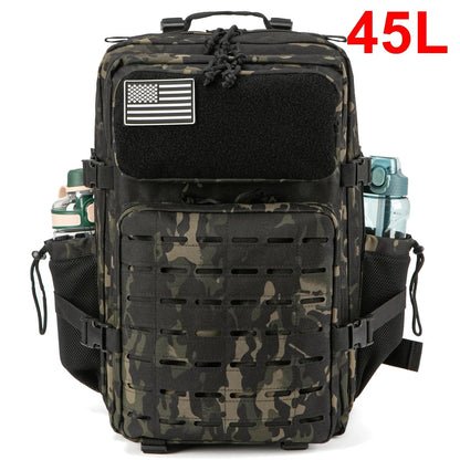QT&QY 25L/45L Tactical Backpack – Outdoor Survival & Hiking Rucksack for Men & Women, Bug Out Bag with Bottle Holder