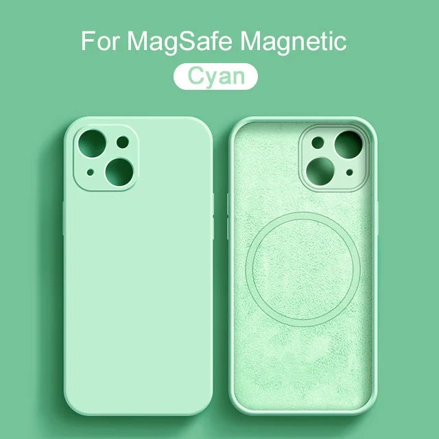 MagSafe Magnetic Silicone Case - Original Wireless Charging Cover for iPhone 15 14 13 12 11 Pro Max Mini X XR XS 8 Plus