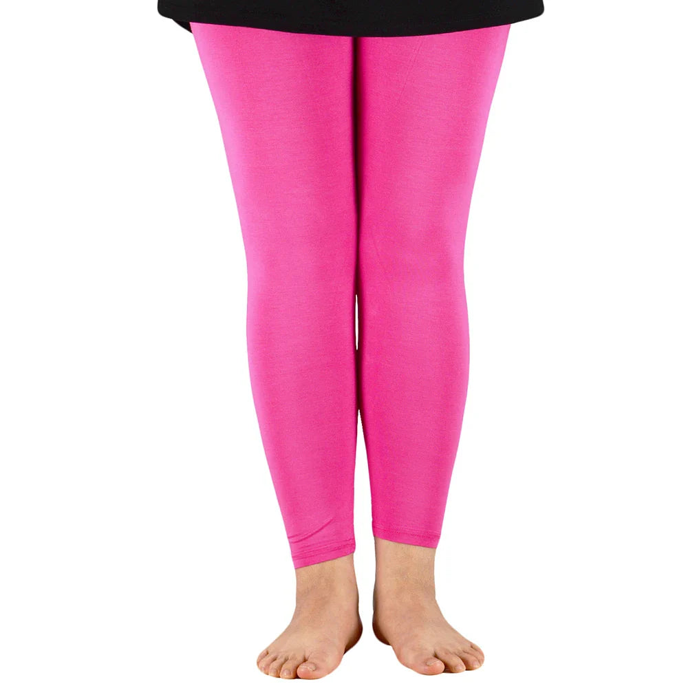 Women Bamboo Fiber Elastic Waist Leggings – Plus Size High Stretch Casual Workout Basic Pants Soft Comfortable Fitness Leggings