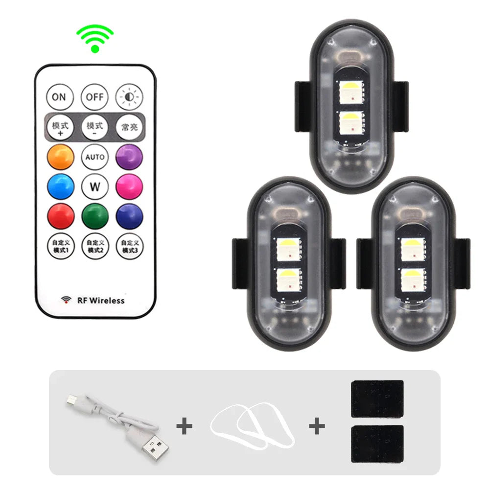 Wireless RGB LED Strobe Lights – Warning & Position Lights for Aircraft, Helicopters, and Motorcycles