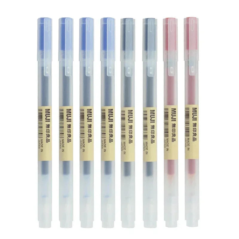 MUJI Gel Pen Set - 6/8PCS Fine Point Ink Pens 0.38mm/0.5mm Black Blue Red Office & School Stationery