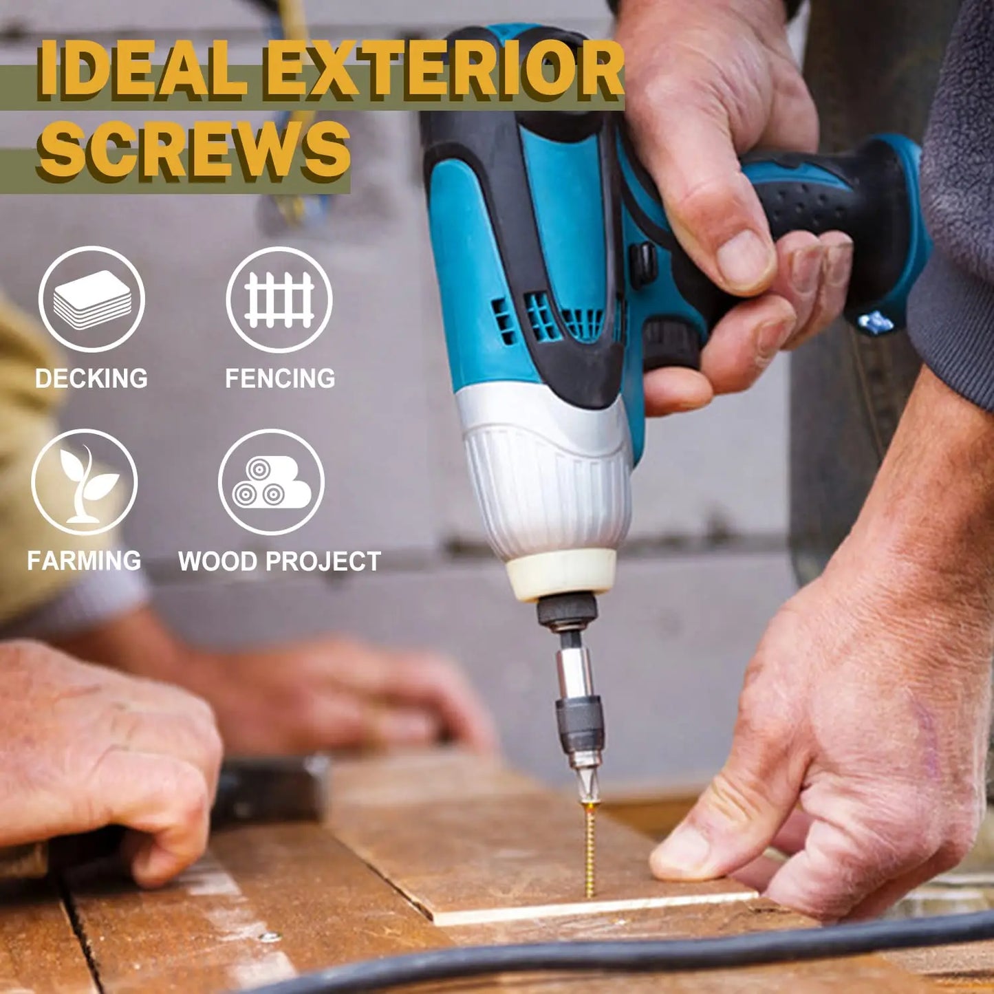 120-Piece #9 x 3-Inch Tan Deck Screws - T25 Torx Star Drive Anti-Corrosion Wood Screws with Drive Bit