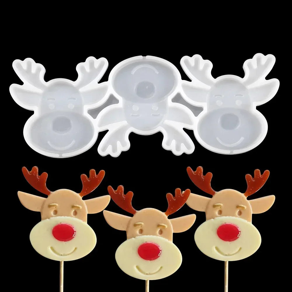 Halloween & Christmas Silicone Lollipop Mold – Pumpkin, Ghost & Elk Shape Candy, Chocolate, Cheese & Cake Decorating Tool