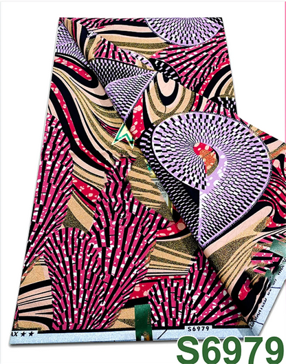 Original African Wax Print Fabric - 6 Yards 100% Cotton Nigerian Ankara Sewing Material