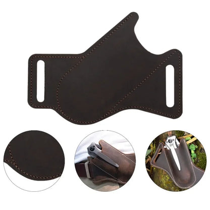 Leather Folding Knife Sheath with Waist Belt Clip - Anti-Scratch Holder for Pocket Knives and Tools, Ideal for Camping