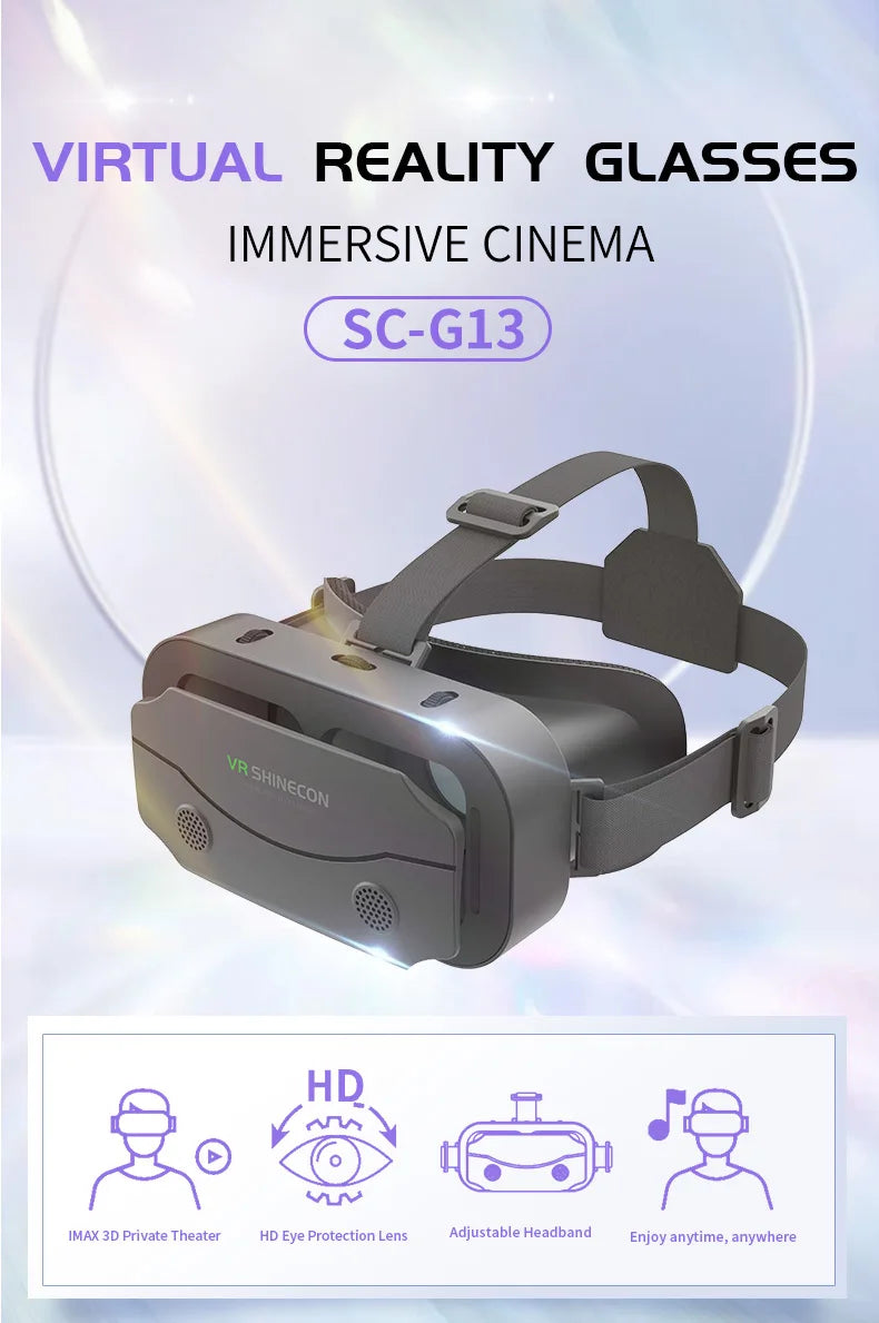 Shinecon 3D VR Headset – Virtual Reality Glasses with Helmet Lenses for Smartphones