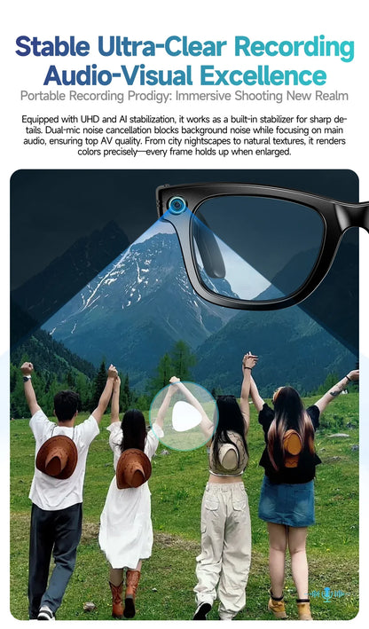 2025 Smart Glasses — Bluetooth Camera, Video Recording, AI Photo Recognition, 100+ Language Translation, Music Player for Men and Women