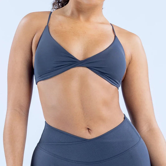 Vision Twist Front Sports Bra - High Support Seamless Women’s Yoga Workout Fitness Bra with Push Up Design