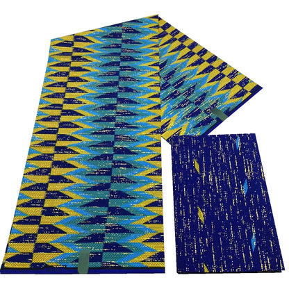 Kente Golden Wax Cotton Fabric - African Dutch Nigerian Ankara Batik Party Dress Fabric 2+4 Yards