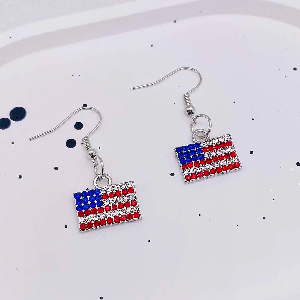 USA Flag Hat Wing Charms Earrings - Patriotic 4th of July Rainbow Flag Dangle Jewelry for Women & Girls
