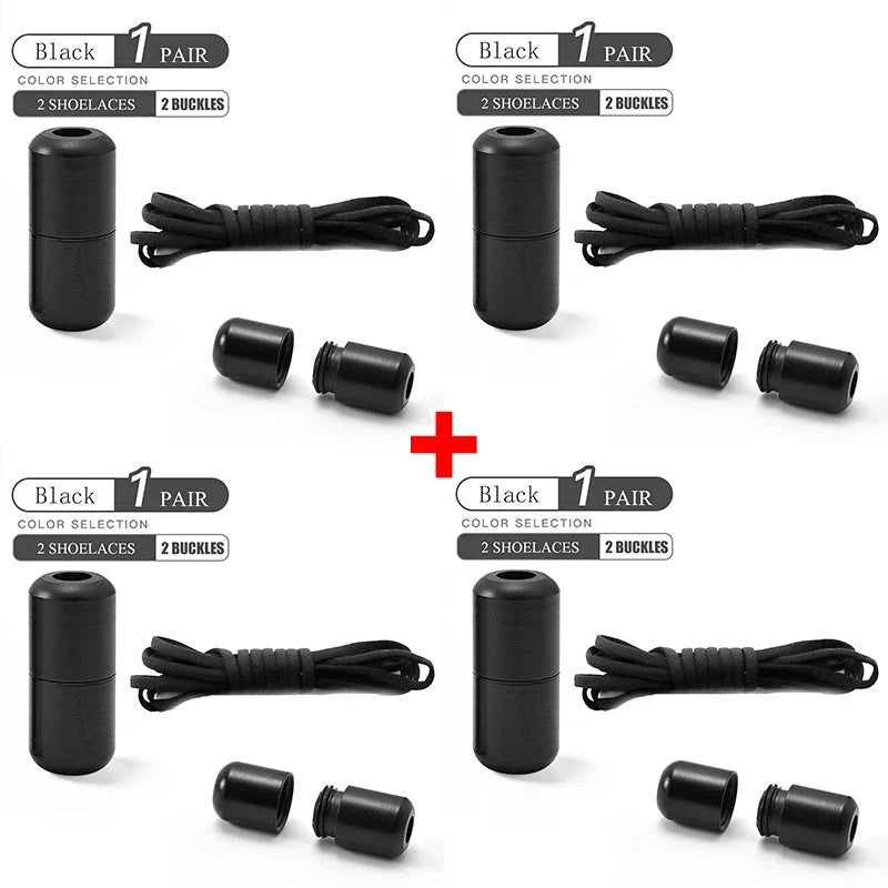 Elastic No Tie Shoelaces - Quick Lock Metal Laces for Kids & Adults Sneakers, Lazy Shoe Strings